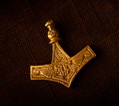 Bronze Dragon head Thor's Hammer with dogs - N-04