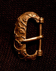 Ornate Single bar buckle - 14th - 15th C - X-05