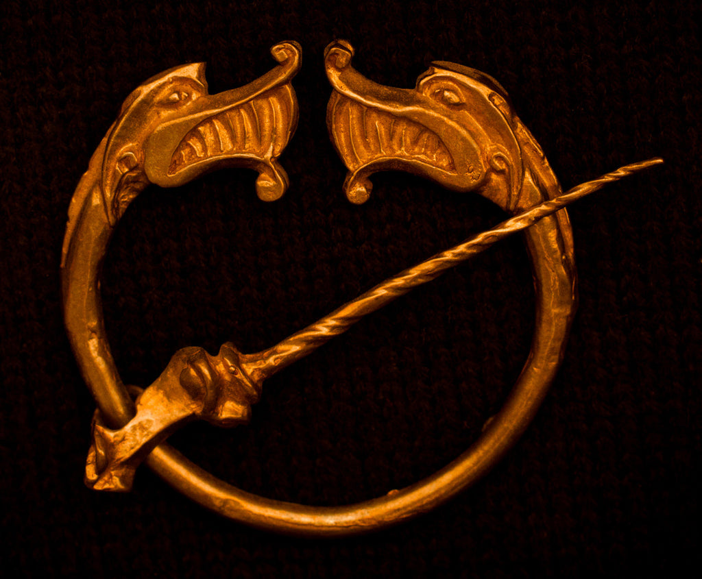 Celtic Penannular Dragon Cloak Pin Brooch